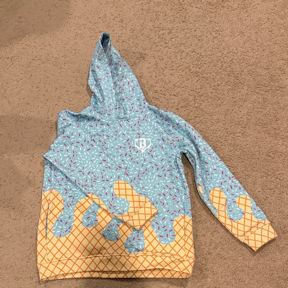 B101 Kids Blue & Yellow Ice Cream Drip Pullover Hoodie